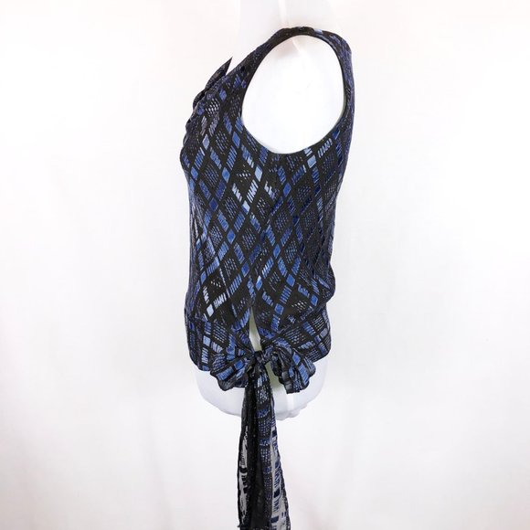 Alfani gray and blue diamond print top - Picture 5 of 7